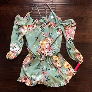 Off the Shoulder Mint Romper - New with Tags